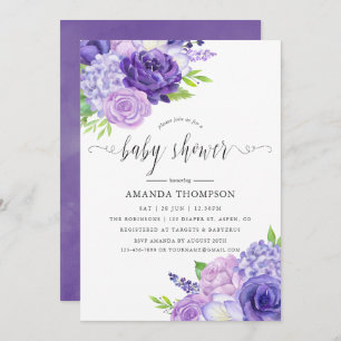 Invitation Baby shower Floral Ultra Violet