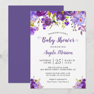 Invitation Baby shower Floral Ultra Violet violet tendance