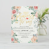 Invitation Baby shower floral une petite princesse est en rou (Debout devant)