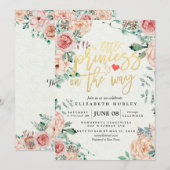 Invitation Baby shower floral une petite princesse est en rou (Devant / Derrière)