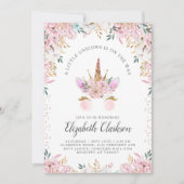 Invitation Baby shower Floral Unicorn Princess (Devant)