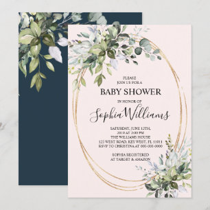 Invitation Baby shower Floral verdoyant