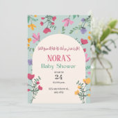 Invitation Baby shower floral vert arabe islamique (Debout devant)
