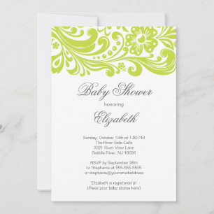 Invitation Baby shower floral vert de Chartreuse moderne