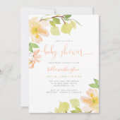 Invitation Baby shower Floral vert et rose pâle (Devant)