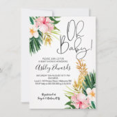 Invitation Baby shower floral vert rose (Devant)