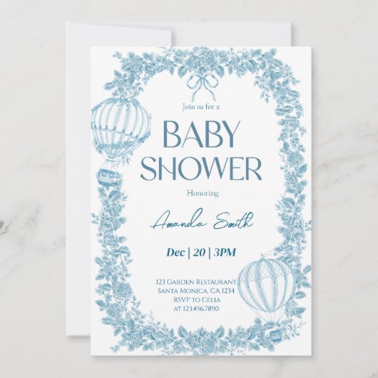 Invitation Baby shower Floral vintage (Devant)