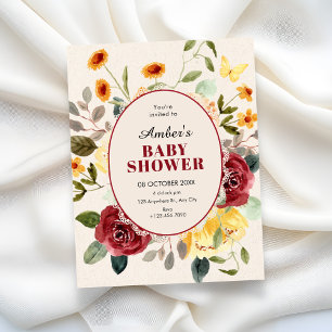 Invitation Baby shower floral vintage