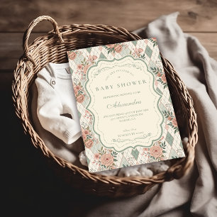 Invitation Baby-Shower Floral Vintage de Jardin