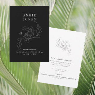 Invitation Baby Shower Floral Vintage Noir et Blanc