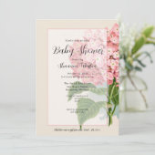 Invitation Baby shower Floral vintage rose Hydrangea (Debout devant)