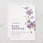 Invitation Baby shower floral violet (Devant)