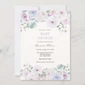 Invitation Baby shower floral violet et lavande (Devant)