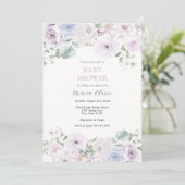 Invitation Baby shower floral violet et lavande (Debout devant)