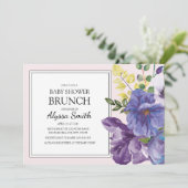 Invitation Baby shower Floral violet rose jaune Brunch (Debout devant)