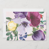 Invitation Baby shower Floral violet rose jaune Brunch (Dos)