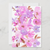 Invitation Baby shower floral violet rose vif (Dos)