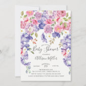 Invitation Baby shower Floral Violet Violet (Devant)