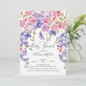 Invitation Baby shower Floral Violet Violet (Debout devant)