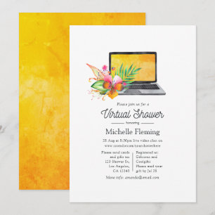 Invitation Baby Shower Floral Virtuelle d'Été Tropical