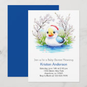 Invitation Baby shower Floral Watercolor Duckling (Devant / Derrière)