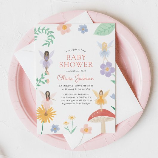 Invitation Baby shower floral Whimsical
