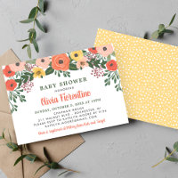 Baby shower floral Whimsical Blush Coral