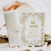 Invitation Baby shower floral Whimsical d'or