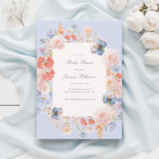 Invitation Baby shower floral Whimsical et élégant