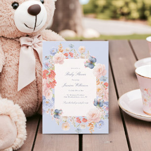 Invitation Baby shower floral Whimsical et élégant