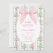 Invitation Baby shower floral Whimsical Rose Bow (Devant)