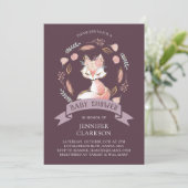 Invitation Baby shower Floral Wreath Boho Fox (Debout devant)