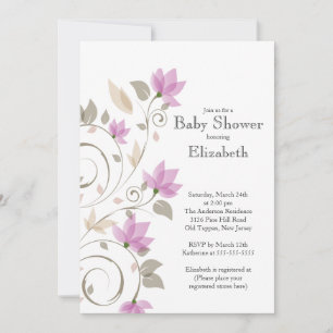 Invitation Baby shower florale rose moderne