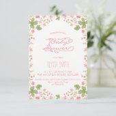 Invitation baby shower - Florales Vintages, Fille (Debout devant)