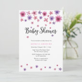 invitation baby shower | Floraux d'aquarelle rose (Debout devant)