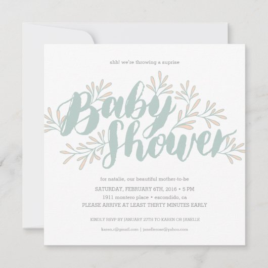 Invitation Baby shower florissante (Devant)