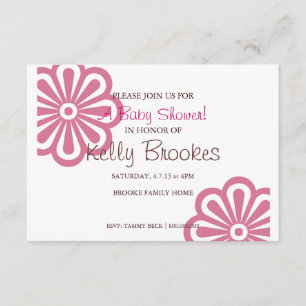 Invitation Baby shower  Flowers I pnk