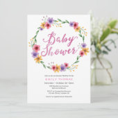 Invitation baby shower | flûtes d'aquarelle rose (Debout devant)