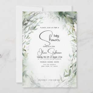 Invitation Baby shower - Foliage aquarelle