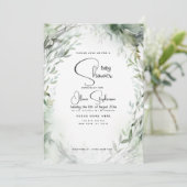 Invitation Baby shower - Foliage aquarelle (Debout devant)