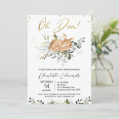 Invitation Baby shower Foliage Green Oh Deer (Debout devant)
