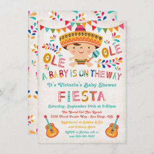 Invitation Baby shower Folk Art Mexicain Fiesta