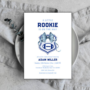 Invitation Baby Shower Football Sport Bow Crest