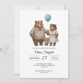 Invitation Baby Shower for Boy Blue Balloon, Teddy Bear  (Devant)