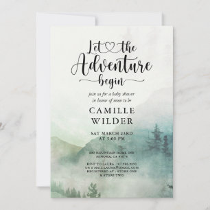 Invitation Baby shower Forest Mist Adventure Mountains