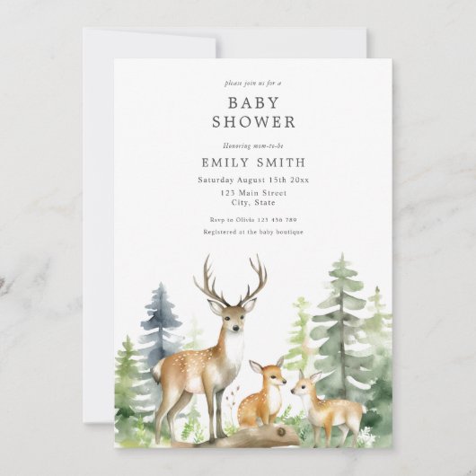 Invitation Baby shower forestier (Devant)