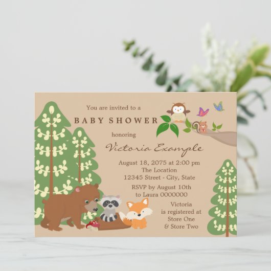 Invitation Baby shower forestier (Debout devant)
