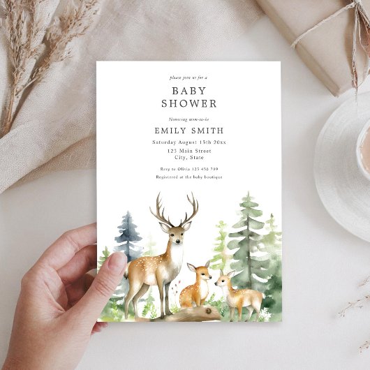 Invitation Baby shower forestier