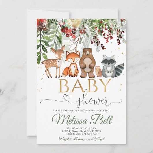 Invitation Baby shower forestier (Devant)