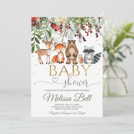 Invitation Baby shower forestier (Debout devant)